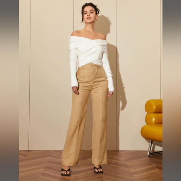 AEL White Off Shoulder Sweater - Crop - Cross - Long Sleeve Pullover SZ XS Women - Picture 4 of 8